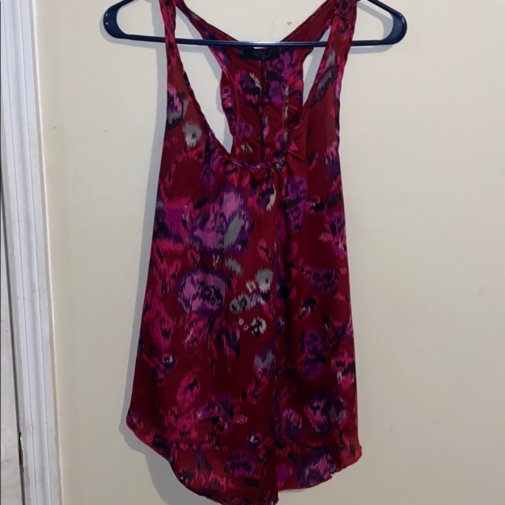 Multi color tank top with ruffle down the back